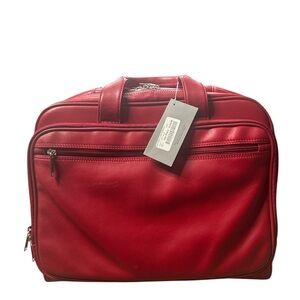 Bnwt Dilana Red Leather Carry on Case with wheels